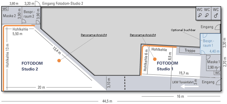 Grundriss der FOTODOM-Studios in Köln